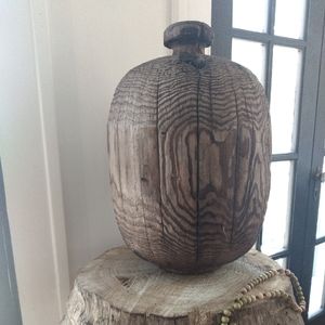 Antique wooden vase 18" tall sculpture modern farm house